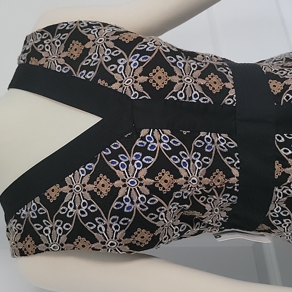 Anthropologie Black and Pink Patterned Dress - Picture 2 of 3